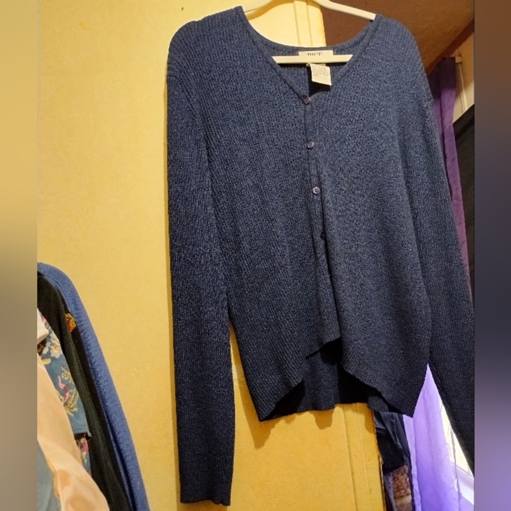 Vintage navy blue button up sweater  XL